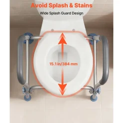 VEVOR Raised Toilet Seat with Arms, 350 lbs Capacity, 5-Inch Lift Height & Adjustable Width, Widened Commode Elevated Toilet Seat Riser with Handles for Seniors, Elderly, Handicap, Disabled, Adults