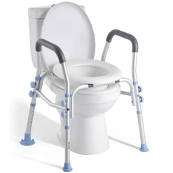 VEVOR Raised Toilet Seat with Arms, 350 lbs Capacity, 5-Inch Lift Height & Adjustable Width, Widened Commode Elevated Toilet Seat Riser with Handles for Seniors, Elderly, Handicap, Disabled, Adults