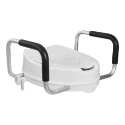 VEVOR Raised Toilet Seat with Arms, 300 lbs Load Capacity, 4-Inch Lift Height, Widened Commode Elevated Toilet Seat Riser with Padded Handles for Seniors, Elderly, Handicap, Disabled, and Adults Use