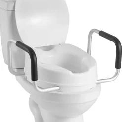 VEVOR Raised Toilet Seat with Arms, 300 lbs Load Capacity, 4-Inch Lift Height, Widened Commode Elevated Toilet Seat Riser with Padded Handles for Seniors, Elderly, Handicap, Disabled, and Adults Use