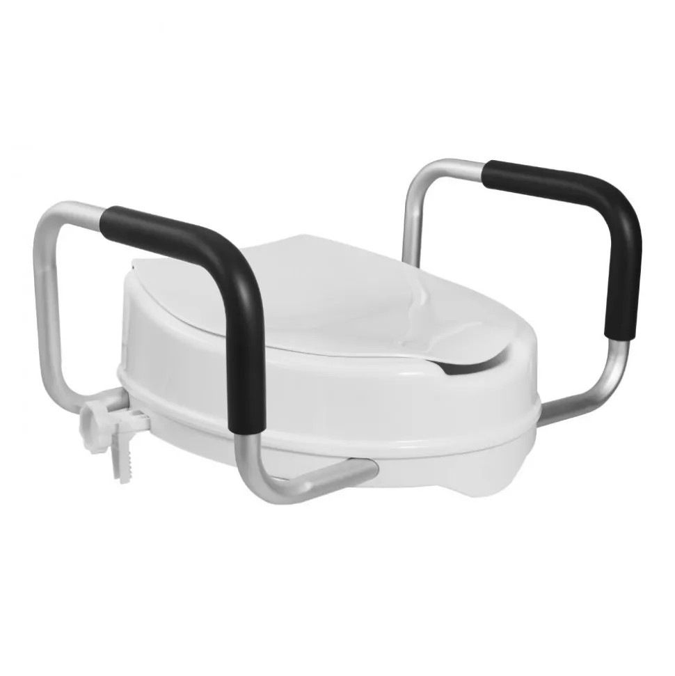 VEVOR Raised Toilet Seat with Arms, 300 lbs Load Capacity, 4-Inch Lift Height, Widened Commode Elevated Toilet Seat Riser with Padded Handles for Seniors, Elderly, Handicap, Disabled, and Adults Use