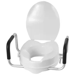 VEVOR Raised Toilet Seat with Arms, 300 lbs Load Capacity, 4-Inch Lift Height, Widened Commode Elevated Toilet Seat Riser with Padded Handles for Seniors, Elderly, Handicap, Disabled, and Adults Use