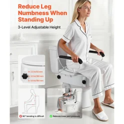 VEVOR Raised Toilet Seat with Arms, 300 lbs Load Capacity, 3-Level Adjustable Height, Widened Commode Elevated Toilet Seat Riser with Padded Handles for Seniors, Elderly, Handicap, Disabled, Adults