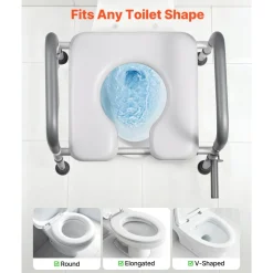 VEVOR Raised Toilet Seat with Arms, 300 lbs Load Capacity, 3.5-Inch Lift Height, Widened Commode Elevated Toilet Seat Riser with Padded Handles for Seniors, Elderly, Handicap, Disabled, and Adults