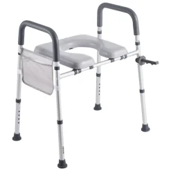 VEVOR Raised Toilet Seat with Arms, 300 lbs Load Capacity, 3.5-Inch Lift Height, Widened Commode Elevated Toilet Seat Riser with Padded Handles for Seniors, Elderly, Handicap, Disabled, and Adults