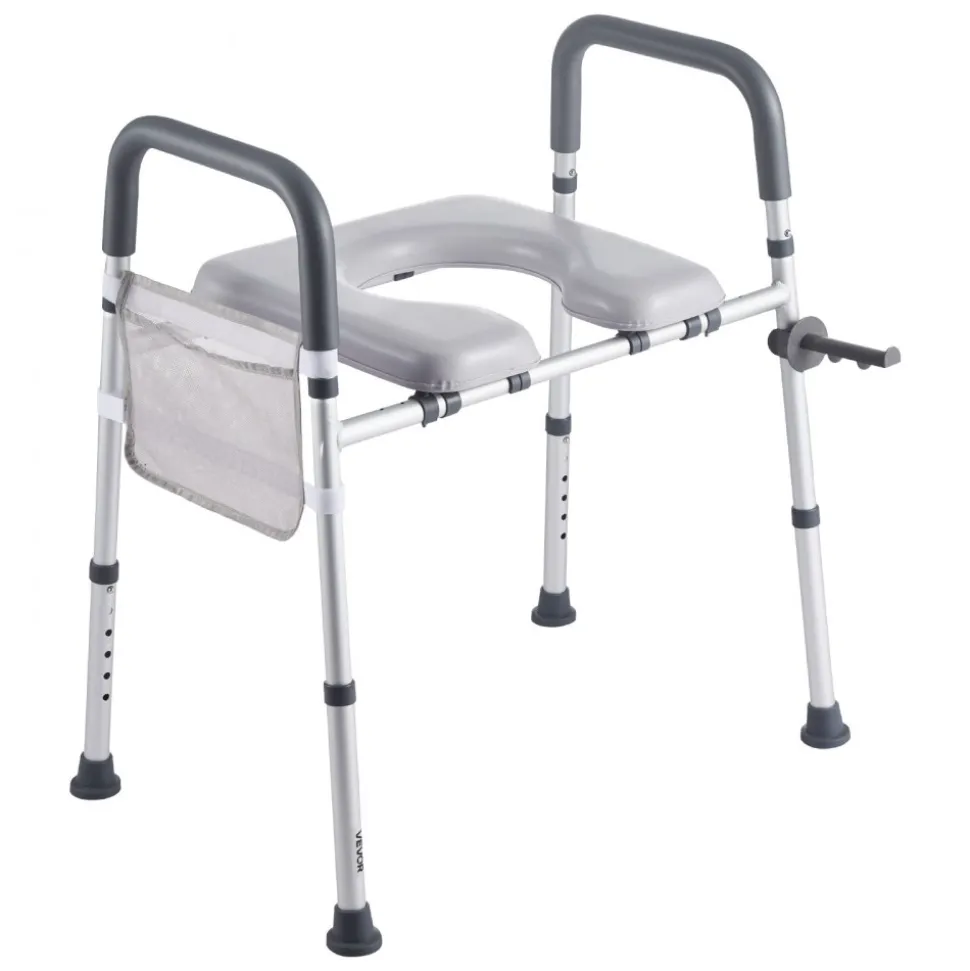 VEVOR Raised Toilet Seat with Arms, 300 lbs Load Capacity, 3.5-Inch Lift Height, Widened Commode Elevated Toilet Seat Riser with Padded Handles for Seniors, Elderly, Handicap, Disabled, and Adults