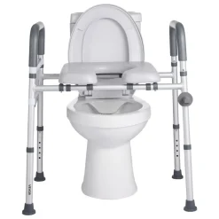 VEVOR Raised Toilet Seat with Arms, 300 lbs Load Capacity, 3.5-Inch Lift Height, Widened Commode Elevated Toilet Seat Riser with Padded Handles for Seniors, Elderly, Handicap, Disabled, and Adults