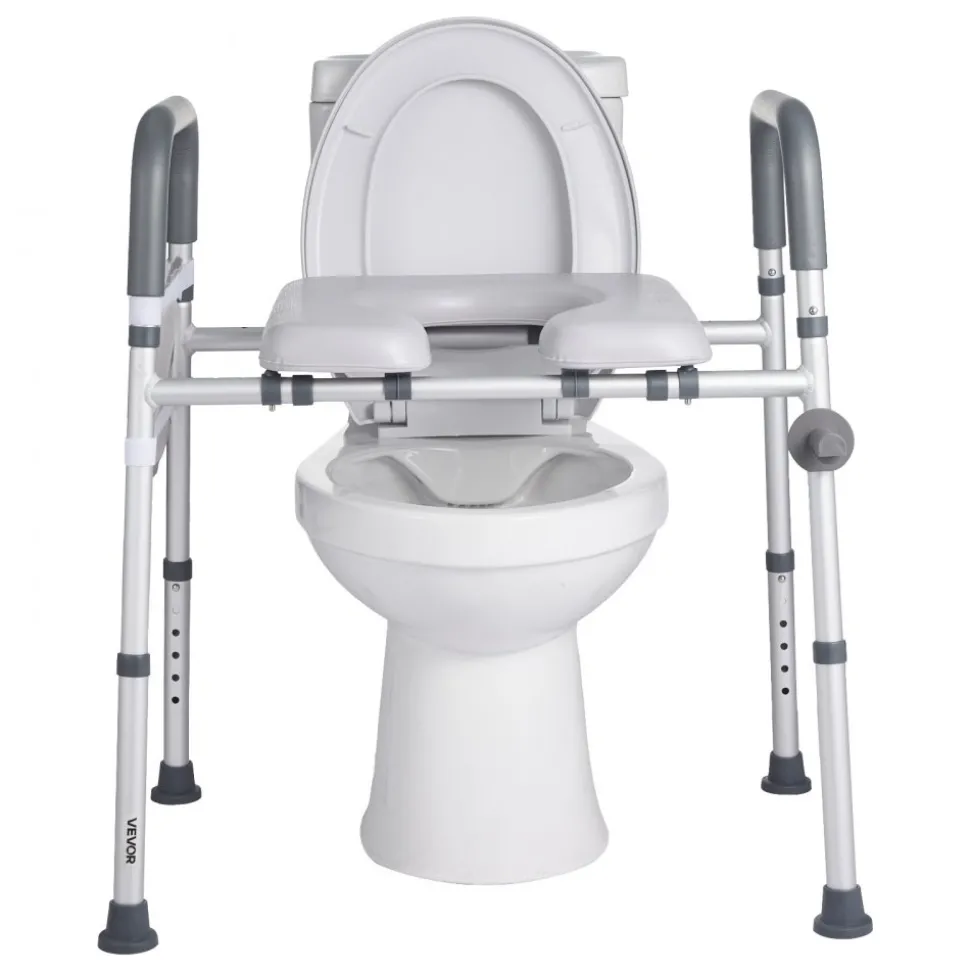 VEVOR Raised Toilet Seat with Arms, 300 lbs Load Capacity, 3.5-Inch Lift Height, Widened Commode Elevated Toilet Seat Riser with Padded Handles for Seniors, Elderly, Handicap, Disabled, and Adults