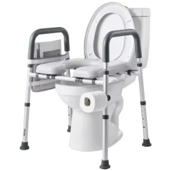 VEVOR Raised Toilet Seat with Arms, 300 lbs Load Capacity, 3.5-Inch Lift Height, Widened Commode Elevated Toilet Seat Riser with Padded Handles for Seniors, Elderly, Handicap, Disabled, and Adults