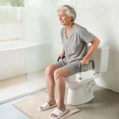 VEVOR Raised Toilet Seat with Arms, 300 lbs Load Capacity, 5-Inch Lift Height, Widened Commode Elevated Toilet Seat Riser with Padded Handles for Seniors, Elderly, Handicap, Disabled, and Adults Use