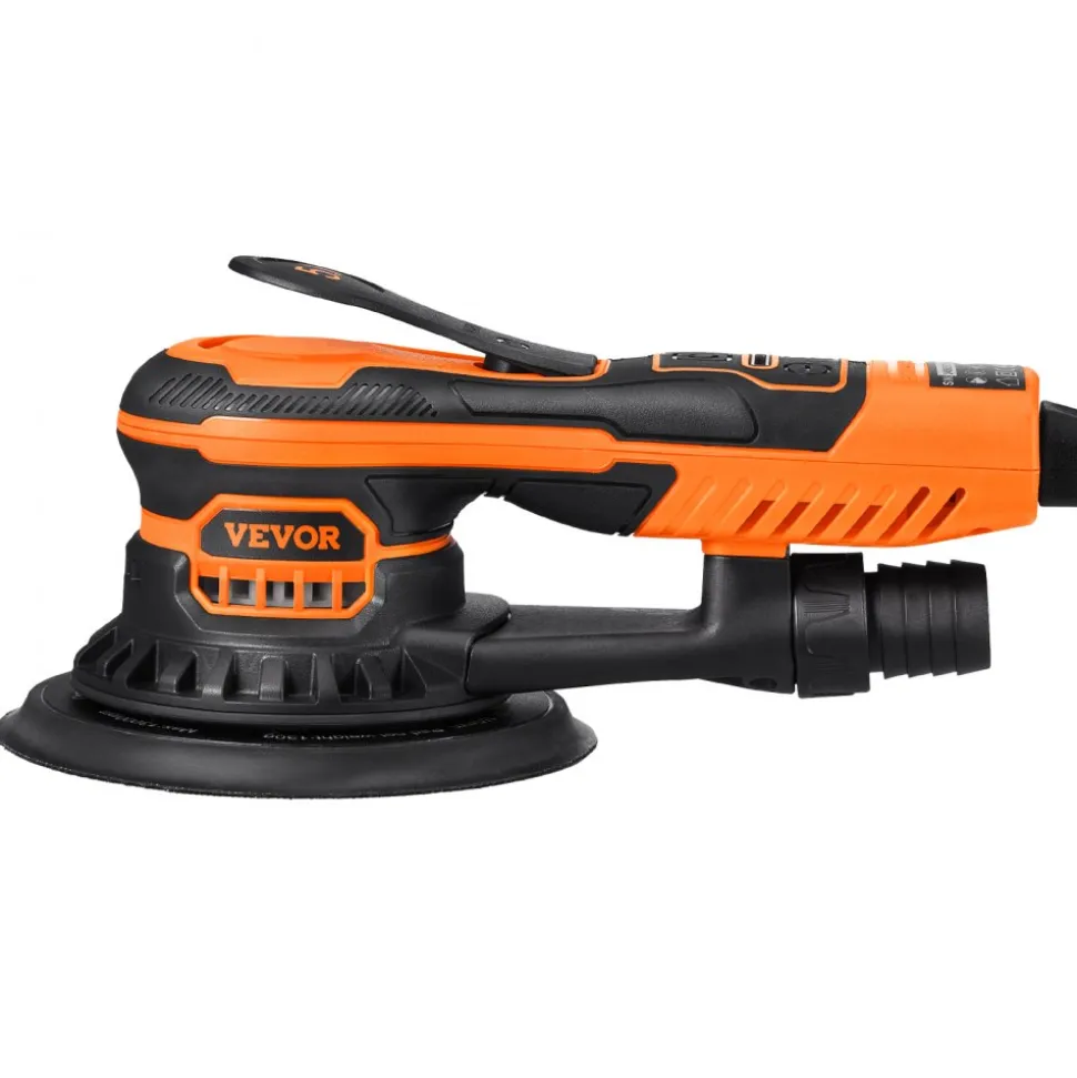 VEVOR Random Orbital Sander 5 & 6-Inch, 350W Brushless Orbital Sander, 10,000 PRM 6 Variable Speed Electric Palm Sander with 20PCS Sandpapers, Dust Connector & Hose for Woodworking Detailing Sanding