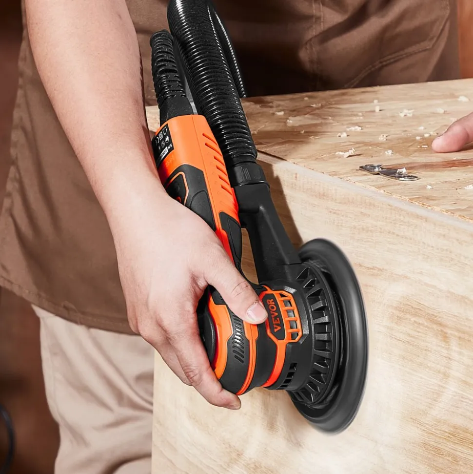 VEVOR Random Orbital Sander 6-Inch, 350W Brushless Orbital Sander, 10,000 PRM 6 Variable Speed Electric Palm Sander with 10PCS Sandpapers, Dust Connector & Hose for Woodworking Detailing Sanding