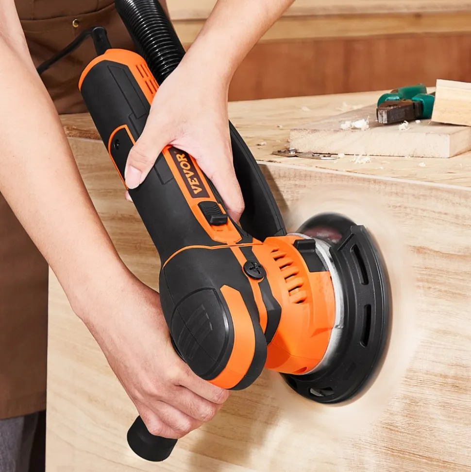 VEVOR Random Orbital Sander, 6-Inch DA & GA Dual Action Orbital Sander, 850W 7400PRM 6 Variable Speed Electric Palm Sander with 10PCS Sandpapers, Dust Connector for Woodworking Detailing Sanding