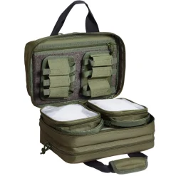 VEVOR Range Bag for 2 Pistols, Tactical Gun Bag with 2 Built-in Removable Pistol Bags & 6 Detachable Magazines, Gun Range Bag for Outdoor Hunting Shooting, Lockable Carrying Handgun Bag Case, Green