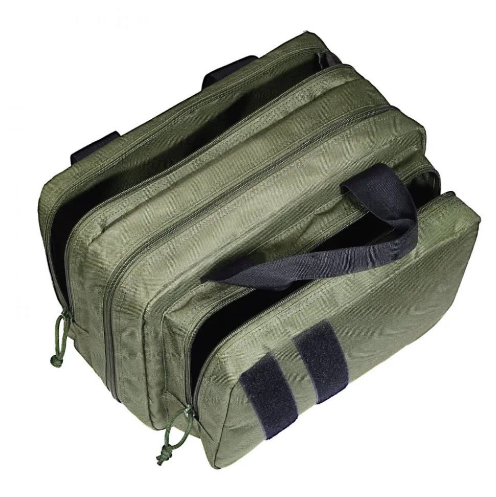 VEVOR Range Bag for 2 Pistols, Tactical Gun Bag with 2 Built-in Removable Pistol Bags & 6 Detachable Magazines, Gun Range Bag for Outdoor Hunting Shooting, Lockable Carrying Handgun Bag Case, Green