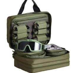VEVOR Range Bag for 2 Pistols, Tactical Gun Bag with 2 Built-in Removable Pistol Bags & 6 Detachable Magazines, Gun Range Bag for Outdoor Hunting Shooting, Lockable Carrying Handgun Bag Case, Green