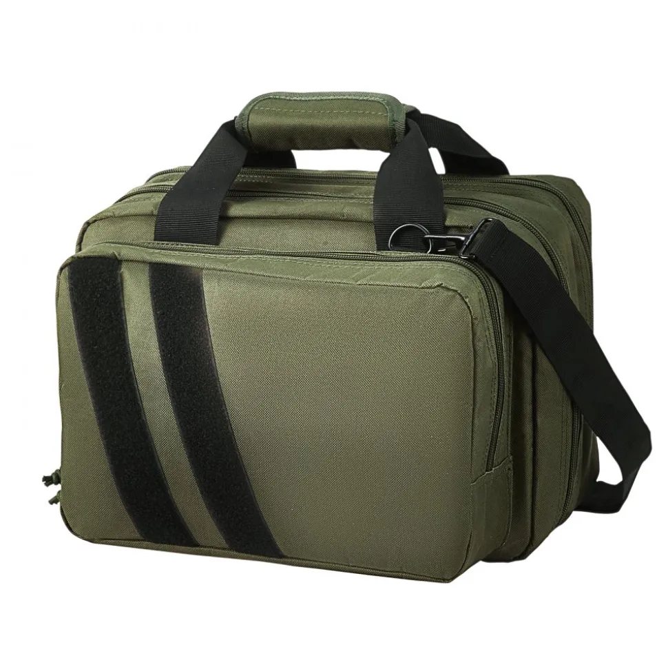 VEVOR Range Bag for 2 Pistols, Tactical Gun Bag with 2 Built-in Removable Pistol Bags & 6 Detachable Magazines, Gun Range Bag for Outdoor Hunting Shooting, Lockable Carrying Handgun Bag Case, Green