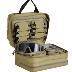 VEVOR Range Bag for 2 Pistols, Tactical Gun Bag with 2 Built-in Removable Pistol Bags & 6 Detachable Magazines, Gun Range Bag for Outdoor Hunting Shooting, Lockable Carrying Handgun Bag Case, Brown
