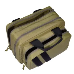 VEVOR Range Bag for 2 Pistols, Tactical Gun Bag with 2 Built-in Removable Pistol Bags & 6 Detachable Magazines, Gun Range Bag for Outdoor Hunting Shooting, Lockable Carrying Handgun Bag Case, Brown