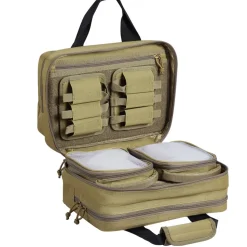 VEVOR Range Bag for 2 Pistols, Tactical Gun Bag with 2 Built-in Removable Pistol Bags & 6 Detachable Magazines, Gun Range Bag for Outdoor Hunting Shooting, Lockable Carrying Handgun Bag Case, Brown