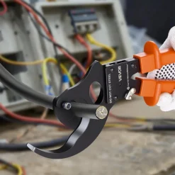 VEVOR Ratcheting Cable Cutter, Spring Steel Blades with PVC-Coated Handles, Quick-Release Button, Heavy Duty Ratchet Cable Wire Cutter for Cutting Copper & Aluminum Cables Up to 1000 MCM / 500 mm²