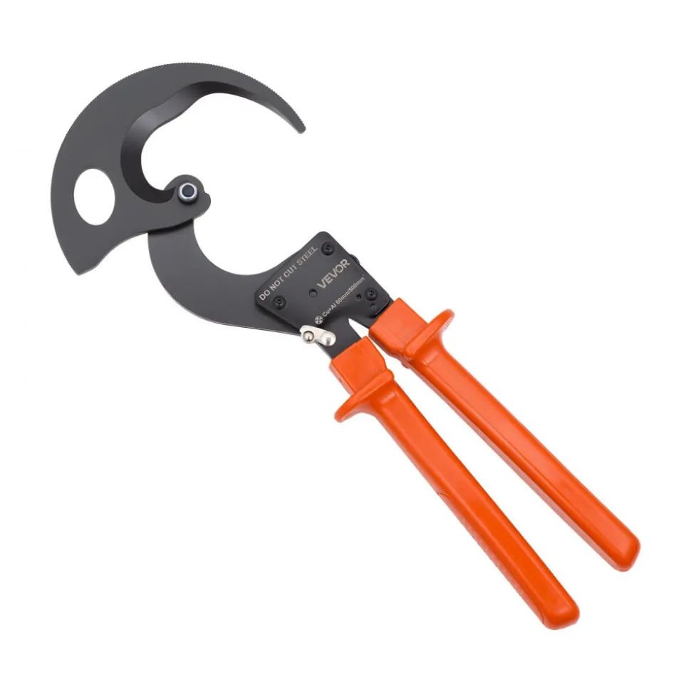 VEVOR Ratcheting Cable Cutter, Spring Steel Blades with PVC-Coated Handles, Quick-Release Button, Heavy Duty Ratchet Cable Wire Cutter for Cutting Copper & Aluminum Cables Up to 1000 MCM / 500 mm²