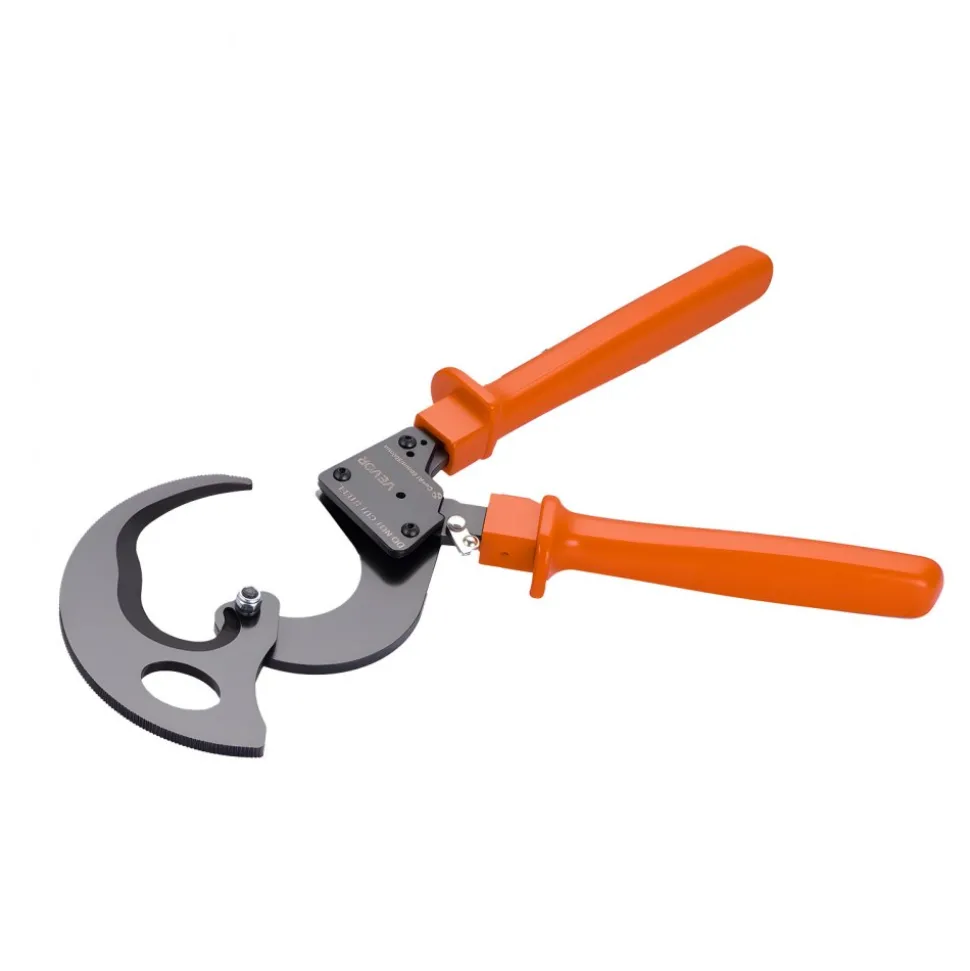 VEVOR Ratcheting Cable Cutter, Spring Steel Blades with PVC-Coated Handles, Quick-Release Button, Heavy Duty Ratchet Cable Wire Cutter for Cutting Copper & Aluminum Cables Up to 1000 MCM / 500 mm²