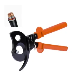 VEVOR Ratcheting Cable Cutter, Spring Steel Blades with PVC-Coated Handles, Quick-Release Button, Heavy Duty Ratchet Cable Wire Cutter for Cutting Copper & Aluminum Cables Up to 1000 MCM / 500 mm²