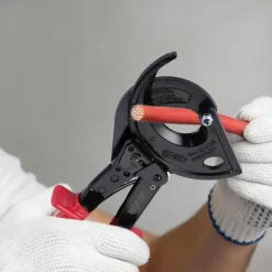 VEVOR Ratcheting Cable Cutter, Spring Steel Blades with Insulated Handles, Quick-Release Button, Heavy Duty Ratchet Cable Wire Cutter for Cutting Copper & Aluminum Cables Up to 800 MCM / 400 mm²