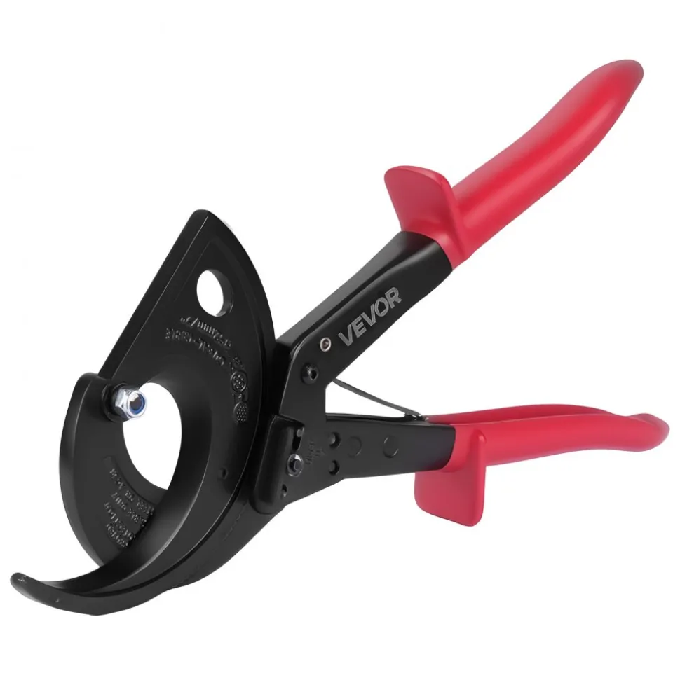 VEVOR Ratcheting Cable Cutter, Spring Steel Blades with Insulated Handles, Quick-Release Button, Heavy Duty Ratchet Cable Wire Cutter for Cutting Copper & Aluminum Cables Up to 800 MCM / 400 mm²
