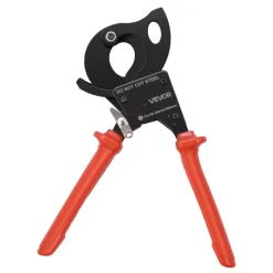 VEVOR Ratcheting Cable Cutter, Spring Steel Blades with PVC-Coated Handles, Quick-Release Button, Heavy Duty Ratchet Cable Wire Cutter for Cutting Copper & Aluminum Cables Up to 600 MCM / 300 mm²