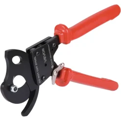VEVOR Ratcheting Cable Cutter, Spring Steel Blades with PVC-Coated Handles, Quick-Release Button, Heavy Duty Ratchet Cable Wire Cutter for Cutting Copper & Aluminum Cables Up to 600 MCM / 300 mm²