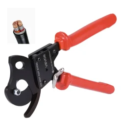 VEVOR Ratcheting Cable Cutter, Spring Steel Blades with PVC-Coated Handles, Quick-Release Button, Heavy Duty Ratchet Cable Wire Cutter for Cutting Copper & Aluminum Cables Up to 600 MCM / 300 mm²