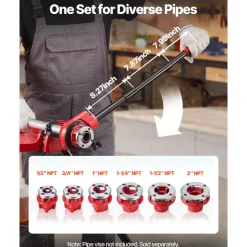 VEVOR Ratchet Pipe Threader Kit with 6 Dies, 1/2