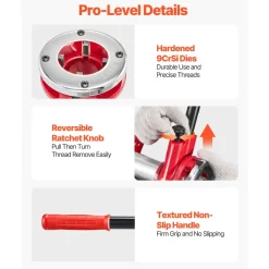 VEVOR Ratchet Pipe Threader Kit with 7 Dies, 3/8