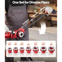 VEVOR Ratchet Pipe Threader Kit with 7 Dies, 3/8
