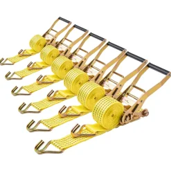 VEVOR Ratchet Straps, 2 in x 15 ft, Heavy Duty Tie Down Straps with Double J Hook, 5000 lbs Break Strength, Carry Bag, Tie Down Ratcheting for Moving, Trailers, Motorcycles, Kayaks, Car Roof, 6 Pack