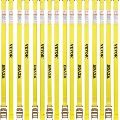 VEVOR Ratchet Straps, 2 in x 15 ft, 30 Pack E-Track Tie Down Straps, 4400 lbs Break Strength & 1460 lbs Rated Load, Tie Down Ratcheting for Moving, Trailers, Motorcycles, Kayaks, Car Roof, Yellow