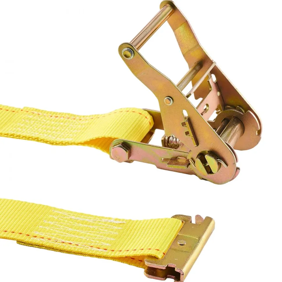 VEVOR Ratchet Straps, 2 in x 15 ft, 30 Pack E-Track Tie Down Straps, 4400 lbs Break Strength & 1460 lbs Rated Load, Tie Down Ratcheting for Moving, Trailers, Motorcycles, Kayaks, Car Roof, Yellow