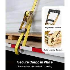VEVOR Ratchet Tie Down Straps (10PK), 10000 lb Break Strength, Endless Ratchet with 10 Premium 2" x 30' Tie Downs Heavy Duty, Track Spring Fittings for Moving Securing Cargo, Appliances, Motorcycle
