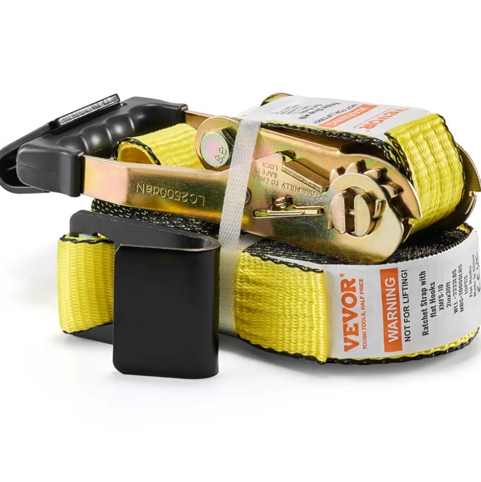 VEVOR Ratchet Tie Down Straps (10PK), 10000 lb Break Strength, Endless Ratchet with 10 Premium 2" x 30' Tie Downs Heavy Duty, Track Spring Fittings for Moving Securing Cargo, Appliances, Motorcycle