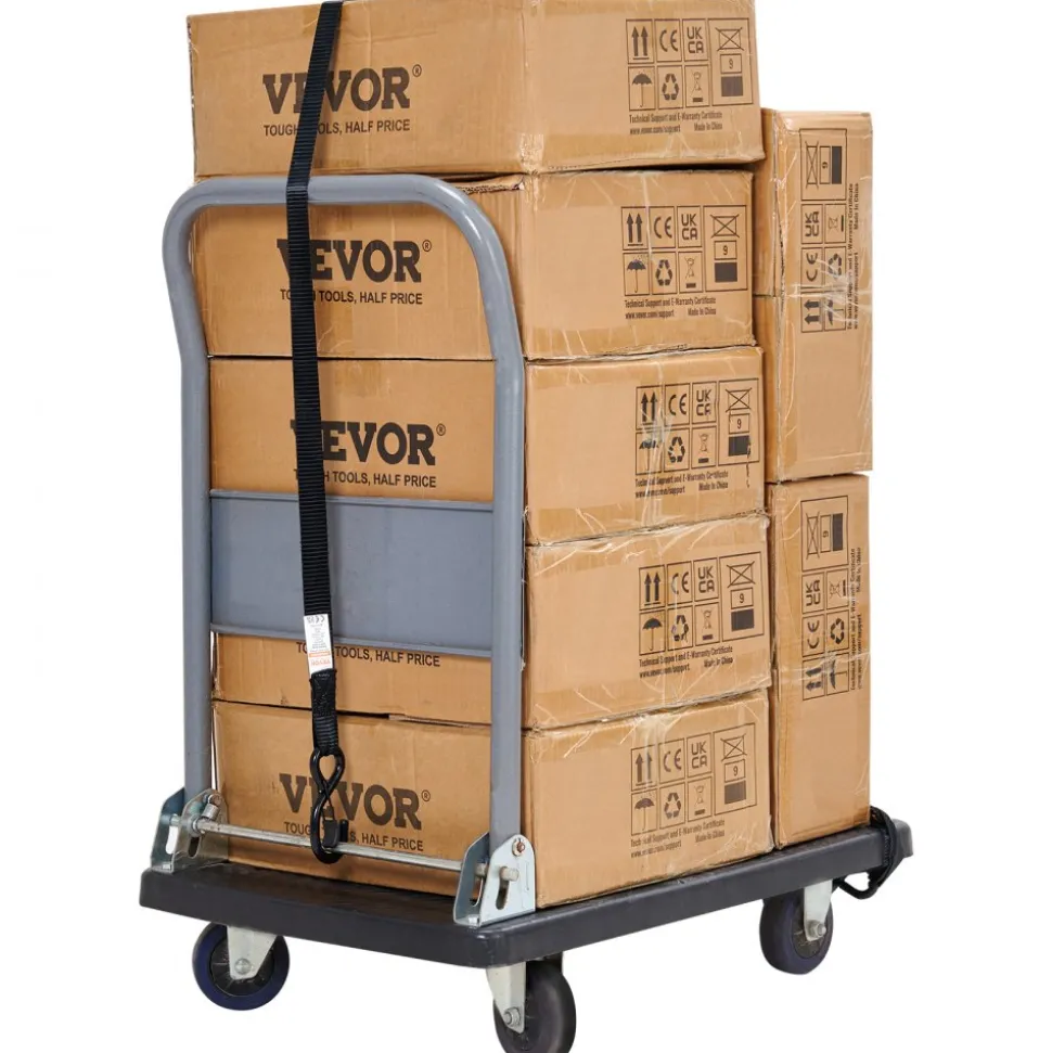 VEVOR Ratchet Tie Down Straps (4PK), 2200 lb Max Break Strength, Includes 4 Premium 1" x 15' Rachet Tie Downs with Padded Handles, for Moving Securing Cargo, Appliances, Lawn Equipment, Motorcycle