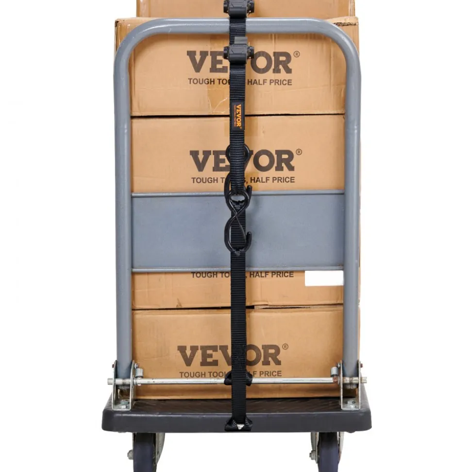 VEVOR Ratchet Tie Down Straps (4PK), 2200 lb Max Break Strength, Includes 4 Premium 1" x 15' Rachet Tie Downs with Padded Handles, for Moving Securing Cargo, Appliances, Lawn Equipment, Motorcycle