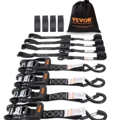 VEVOR Ratchet Tie Down Straps (4PK), 5208 lb Max Break Strength, Includes 4 Premium 1.6