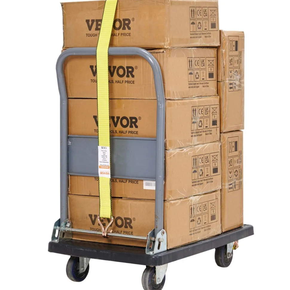 VEVOR Ratchet Tie Down Straps (4PK), 10000 lb Break Strength, Double J Hook Includes 4 Premium 2" x 27' Rachet Tie Downs with Padded Handles, for Moving Securing Cargo, Appliances, Lawn Equipment