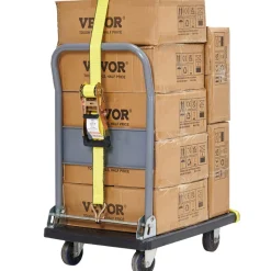 VEVOR Ratchet Tie Down Straps (4PK), 5000 lb Break Strength, Double J Hook Includes 4 Premium 2" x 15' Rachet Tie Downs with Padded Handles, for Moving Securing Cargo, Appliances, Lawn Equipment