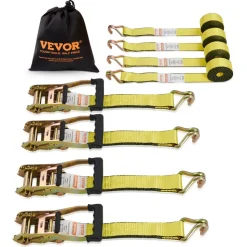 VEVOR Ratchet Tie Down Straps (4PK), 5000 lb Break Strength, Double J Hook Includes 4 Premium 2