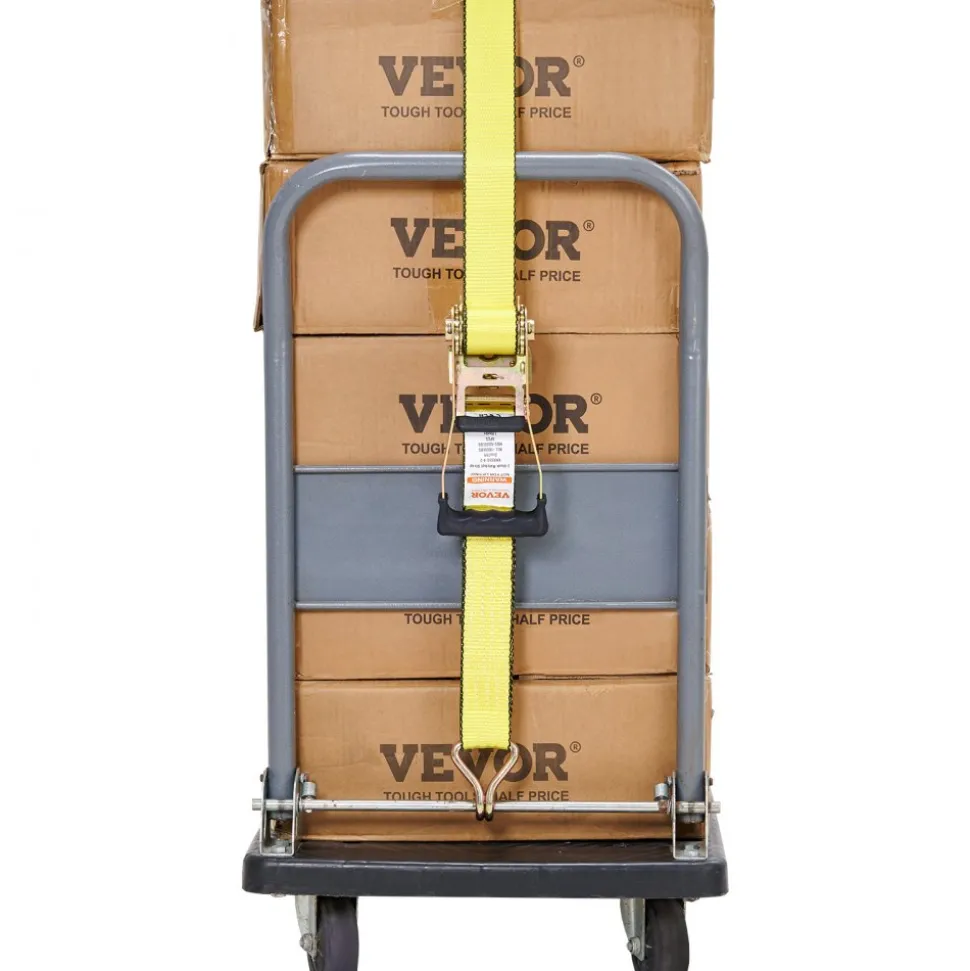 VEVOR Ratchet Tie Down Straps (4PK), 5000 lb Break Strength, Double J Hook Includes 4 Premium 2" x 15' Rachet Tie Downs with Padded Handles, for Moving Securing Cargo, Appliances, Lawn Equipment