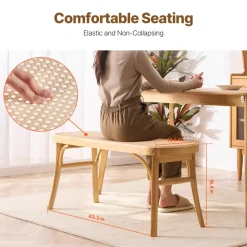 VEVOR Rattan Bench, 43.3