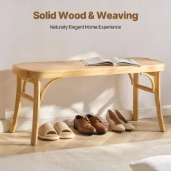 VEVOR Rattan Bench, 43.3